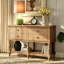 Console rétro de 42 pouces avec structure en bois massif et quatre tiroirs à fermeture en douceur pour le rangement et la décoration