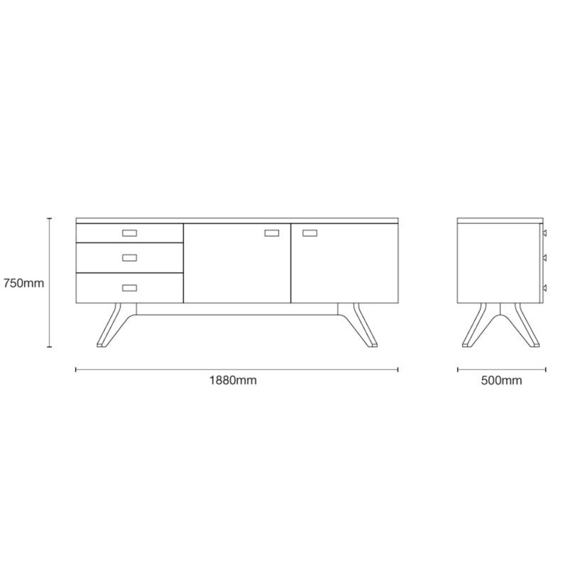 Cross 74.02'' W Solid Wood Sideboard, Natural