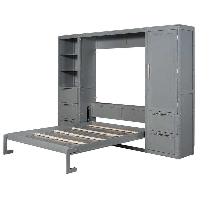 Grand lit gris avec tablettes supplémentaires et systèmes de rangement personnalisables de taille d'espace de tiroir - répondez à vos besoins