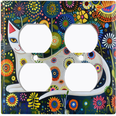 Couvercle de plaque d'interrupteur en métal; Fauteuil à bascule GFI - White Cat