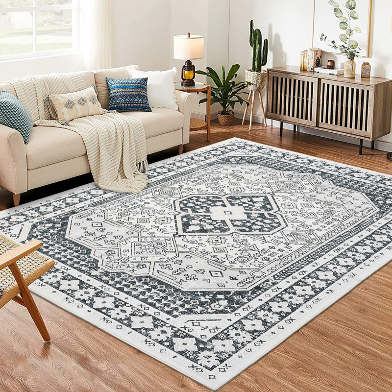 Tapis rectangulaires lavables Bevus pour le salon, Rectangle 8 pi x 10 pi