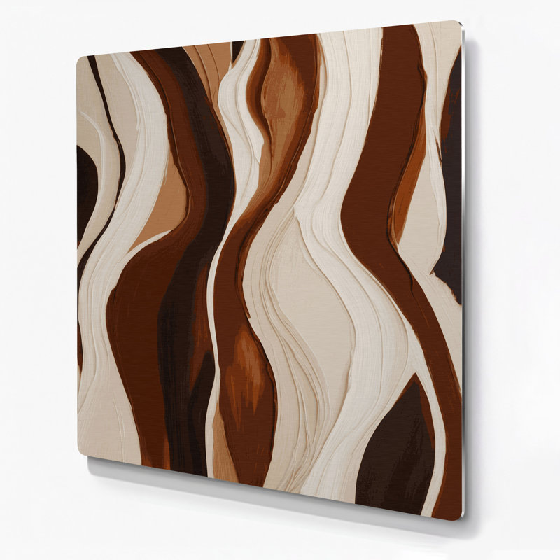 Art mural abstrait en métal beige 19, H 12 po x l 12 po