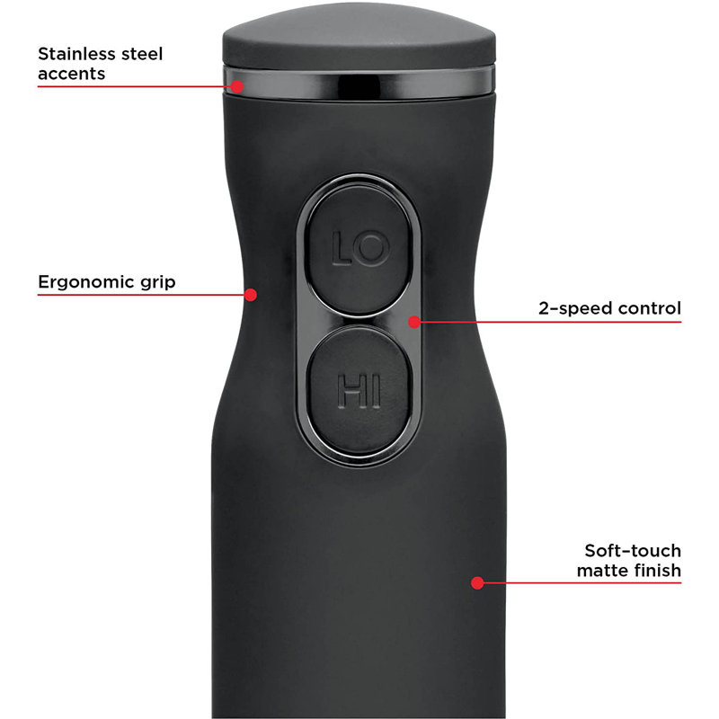 Belfry Kitchen Rockdale 2 Speed Hand Immersion Blender, Black