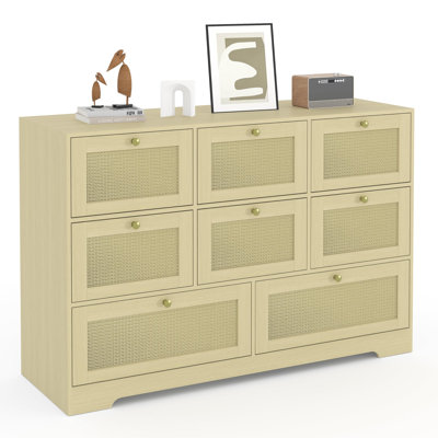 8 Drawer Dresser for Bedroom, Modern Wood Chest with Storage, Natural