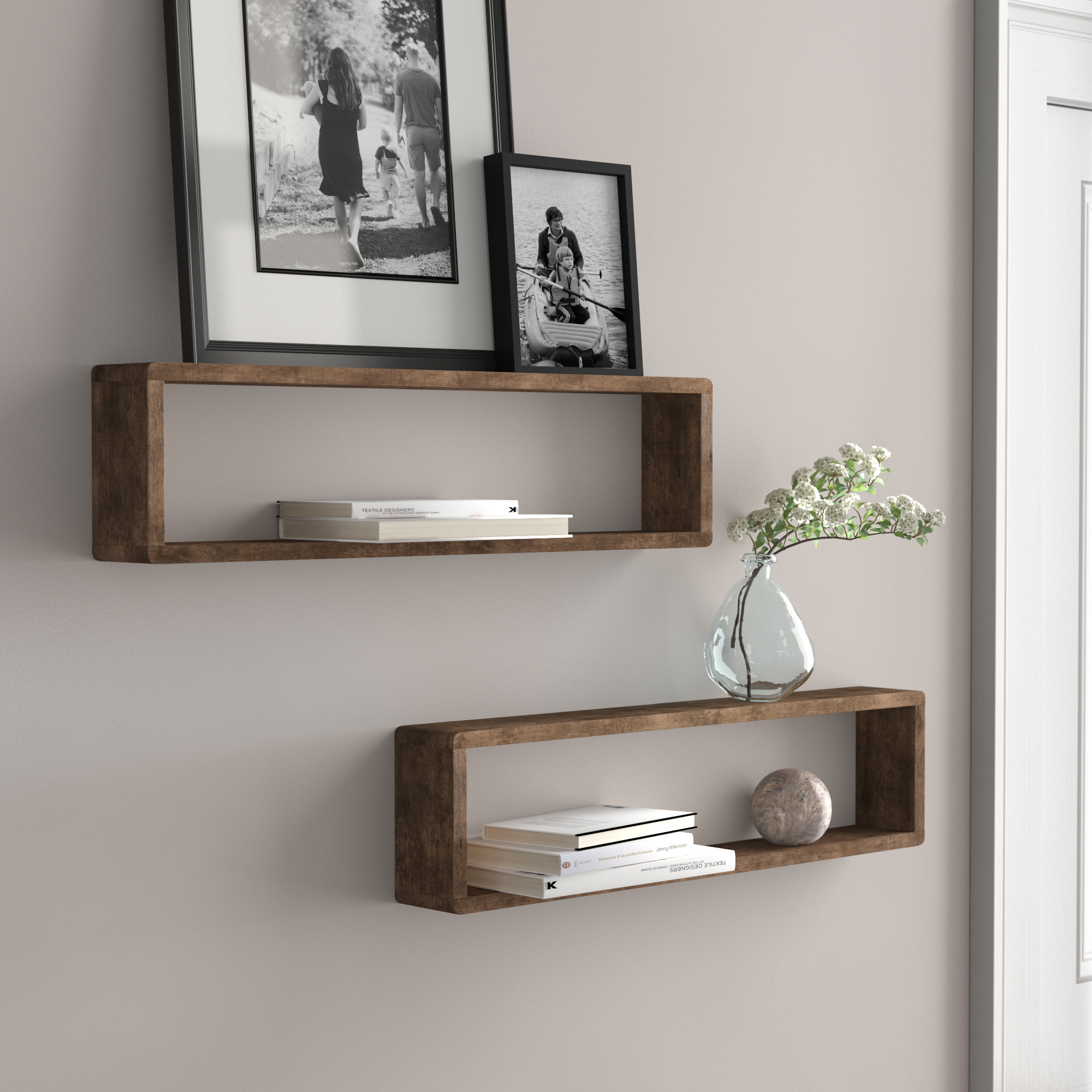 Three Posts™ Abbott 2 Piece Alder Solid Wood Floating Shelf