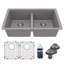 Ensemble d'évier de cuisine à double cuve 50/50 Karran Quartz 32 "X 19-1 / 2"-54821673