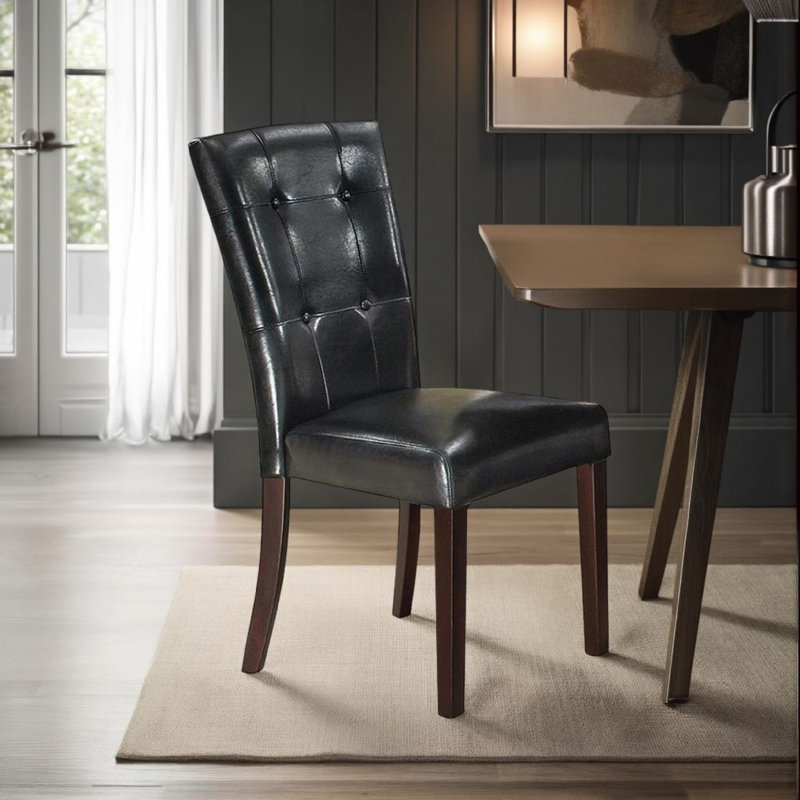 Ensemble de 2 chaises d'appoint de salle à manger capitonnées en tissu d'ameublement noir capitonné, Noir