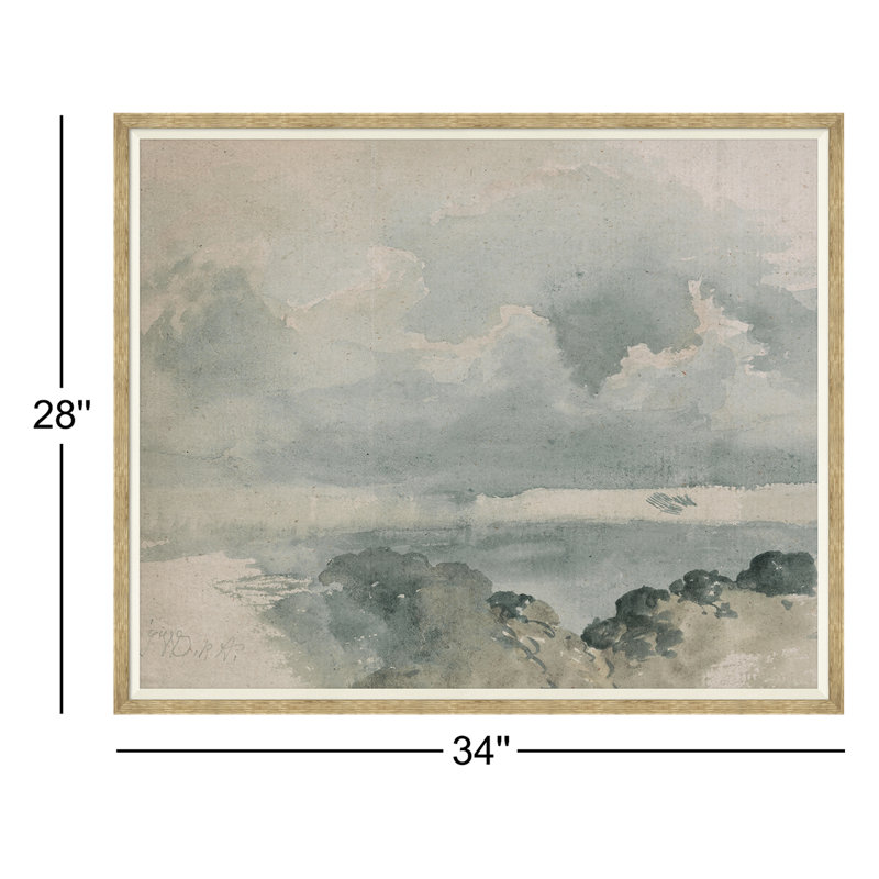 Paysage marin subtil - peinture encadrée sur papier