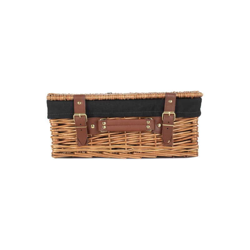Wicker Hamper Basket with Lining, Light Steamed/Black, 15cm H x 36cm W x 26cm D