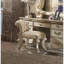 Tabouret de coiffeuse taupe + doré avec base à volutes, H 28 po x l 25 po x P 20 po, garniture à patine classique aspect traditionnel, rectangulaire, 20 po