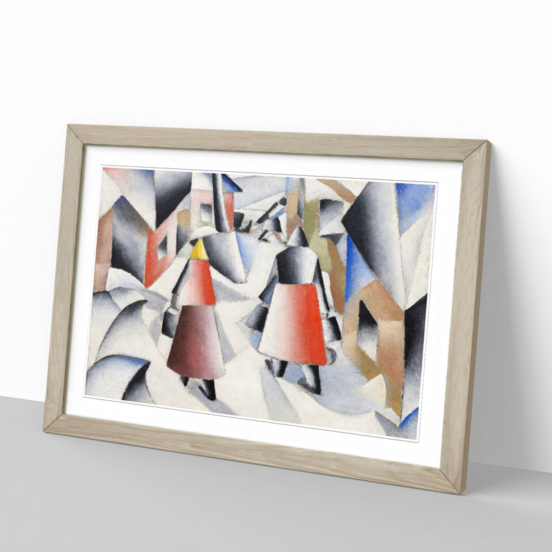 Village After Snowstorm by Kazimir Malevich - Picture Frame Painting, 36cm H x 48cm W x 2cm D, Oak