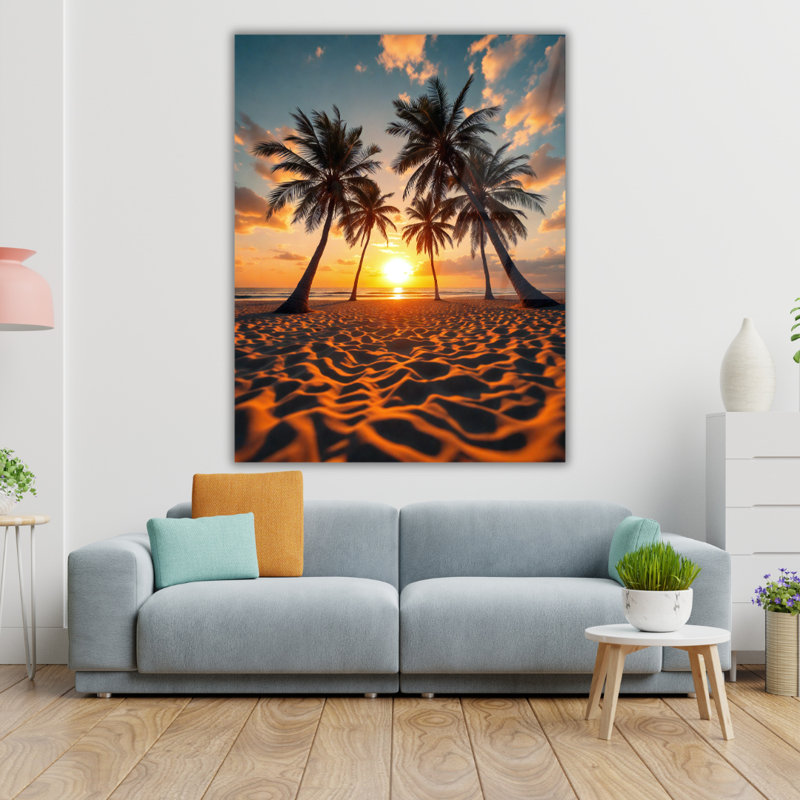 Art mural tropical en verre trempé Sunset