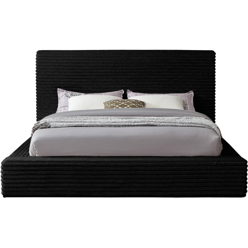 Dexter Corduroy Fabric Bed, King, Black Corduroy Fabric