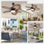 Ventilateur de plafond 44 "/ 52" à feuilles tropicales à intensité variable avec lumières DEL et télécommande-439240836-439240838