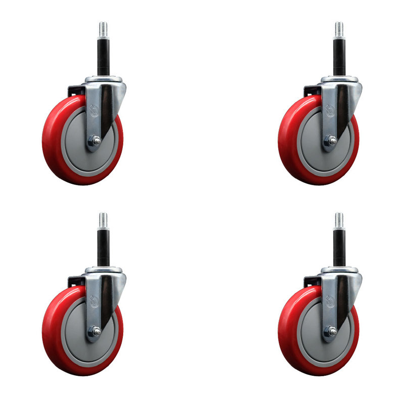Ensemble de roulettes extensibles en poly sur roues pivotantes 3/4 po SCC, Noir