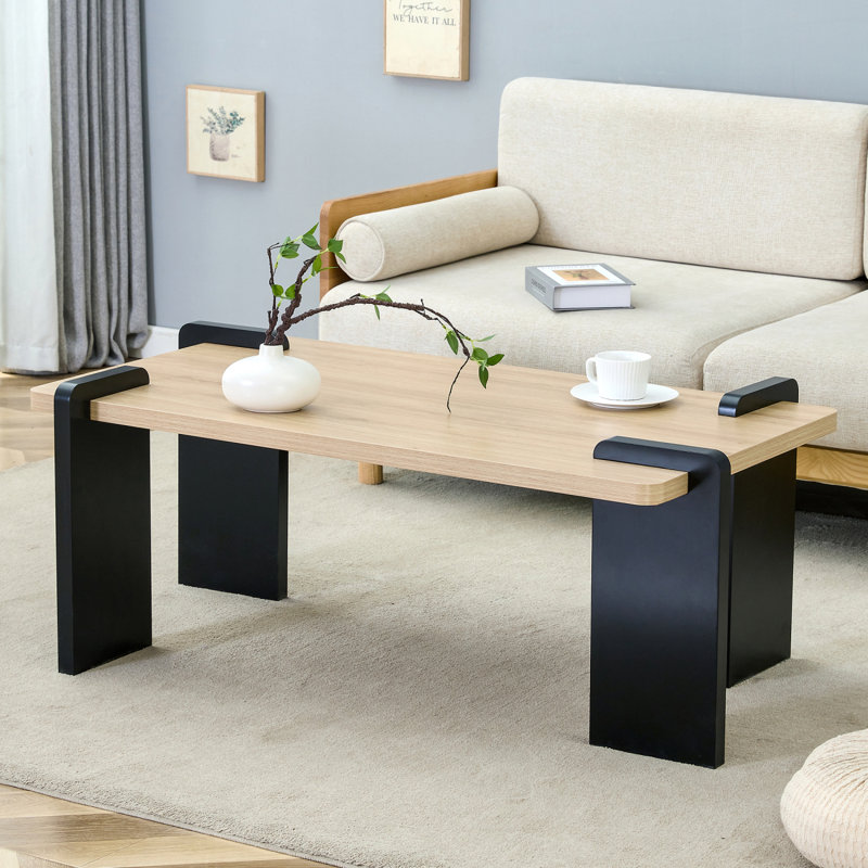 Table basse moderne en MDF pour salon, Nature, H 17,7 po x L 39,3 po x l 23,6 po