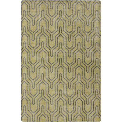 Tapis gris / vert en laine noué à la main Orchard Street