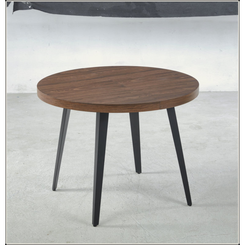 Table extensible, table à manger, table de bureau, table basse, pieds en métal, plateau en bois aggloméré, Noyer, Noir
