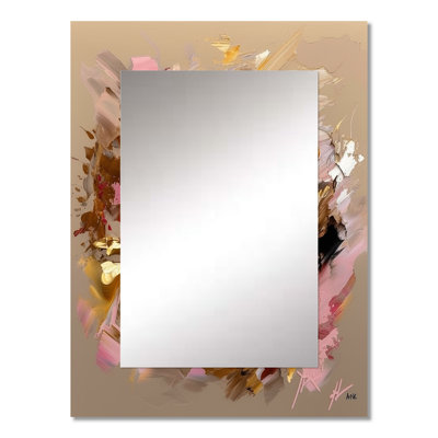 Glam Revelations Abstract Expressionism - Abstract Painting Wall Mirror, Gold Decorative Mirror, Printed Metal Art