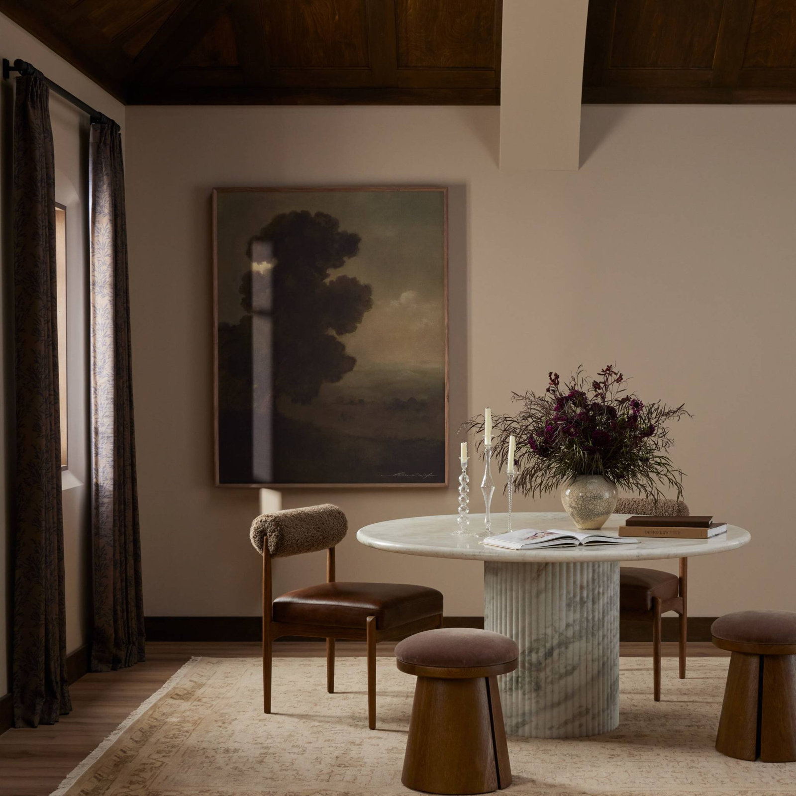 Melati 60'' Round Marble Dining Table