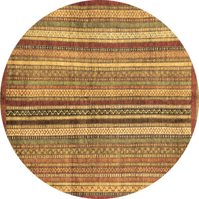 Tapis oriental brun en laine et polyester tissé à la machine 6 pi Oriental