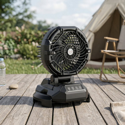 Ventilateur portatif d'extérieur, ventilateur portatif, alimenté par batterie avec 4 vitesses de ventilateur et 4 réglages de brume pour le camping, la fête d'avant-match et la plage