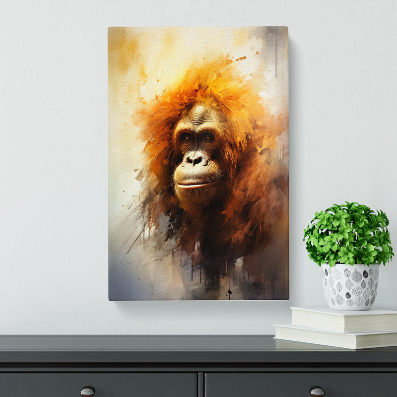 Orangutan Romanticism - Wrapped Canvas, 76cm H x 50cm W x 3cm D