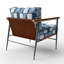 Chaise d'appoint Country Farmhouse - Fauteuil bleu lin