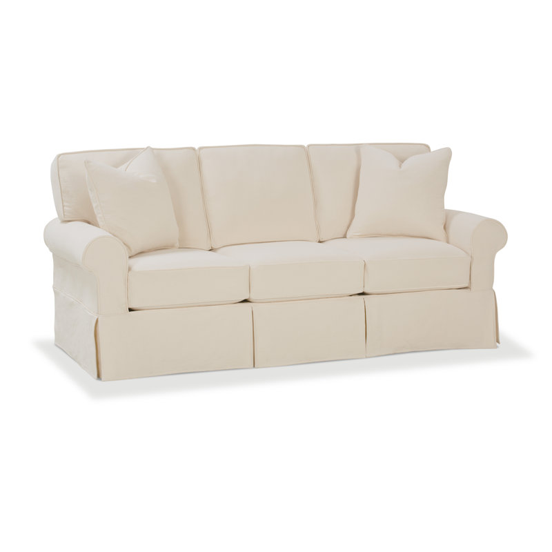 Nantucket 84'' Slip Sofa, White Cotton Blend