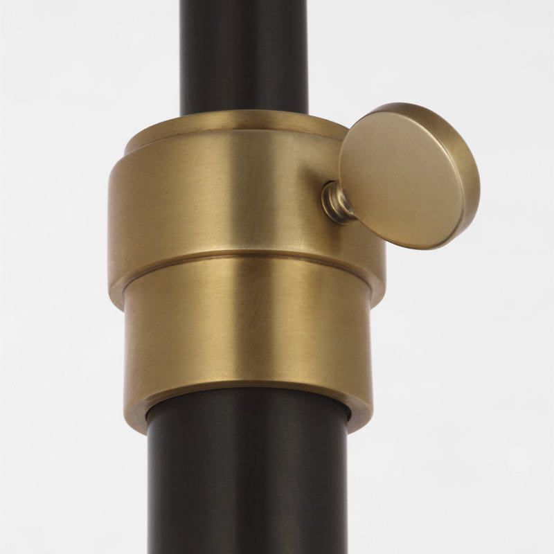Thomas O'Brien Bryant 52" Adjustable Cordless Floor Lamp with Linen Shade, Modern Iron/Hand-Rubbed Antique Brass