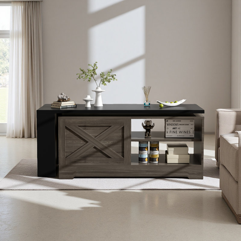 Table basse à plateau relevable Farmhouse, Brun