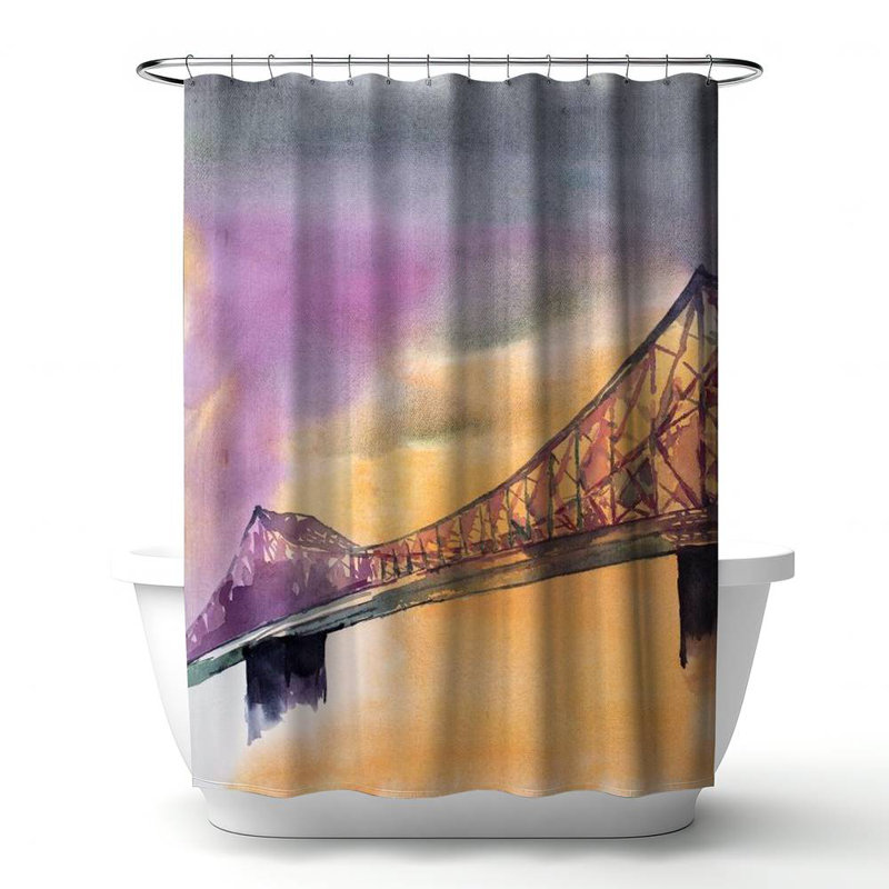 Shower Curtain CI370 – Polyester Shower Curtain, Dye Sublimation Print, 71" W × 74" L, Multicolor Brown
