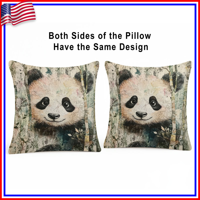 Coussins Panda In Bamboo Forest, 18 x 18 pouces