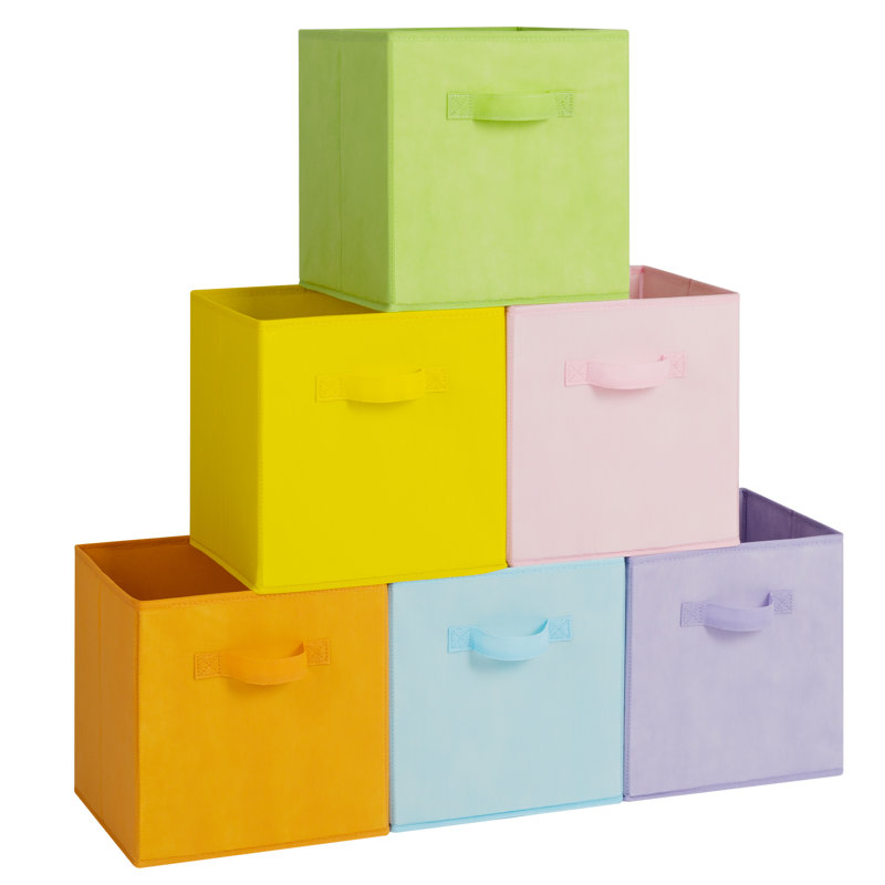 6 Pack Fabric Storage Cube, 13'' H X 13'' W X 13'' D, Multicolor