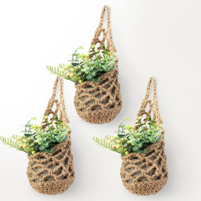 Jardinières murales 3PK pour plantes d'intérieur, support à plantes en macramé | Pot mural, support à plante, pot suspendu