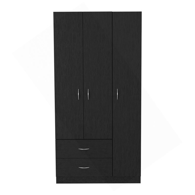 Armoire trois portes Clark, noir, Noir