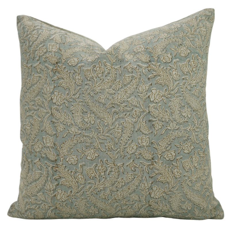 Coussin décoratif à imprimé à la main pour maison de campagne et décor moderne Fabribine - Blackforest, Carré
