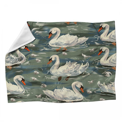 Jeté en molleton Swans - Jetés d'animaux pour canapés ou lits