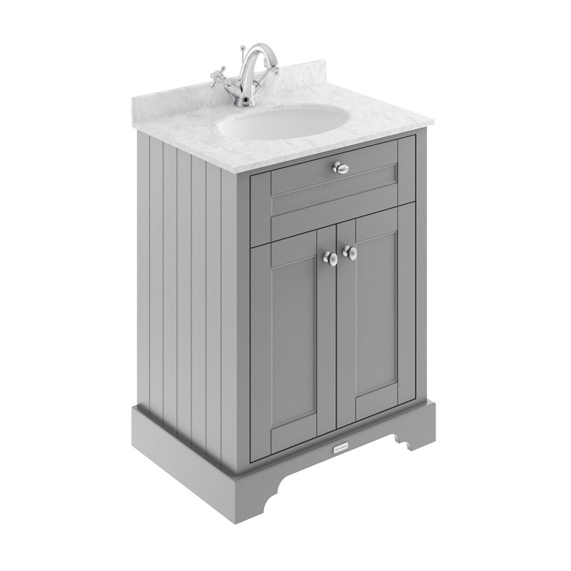 Old London 600mm Free-Standing Vanity Unit, Storm Grey, Black