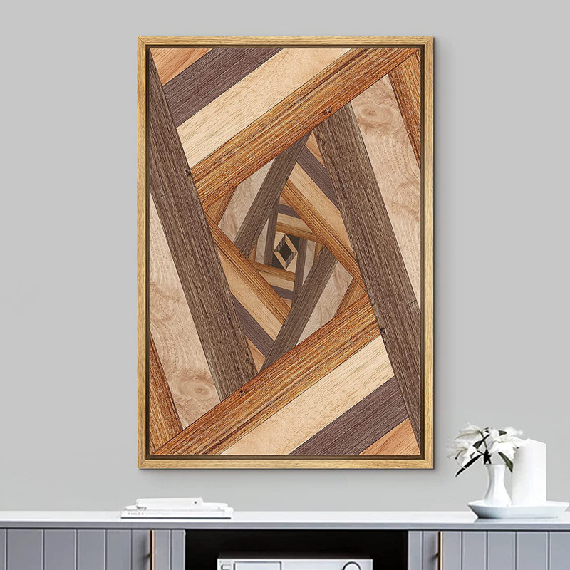 Motif d'illusion géométrique brun torsadé - reproduction sur toile, L 24 po x H 36 po, Naturel