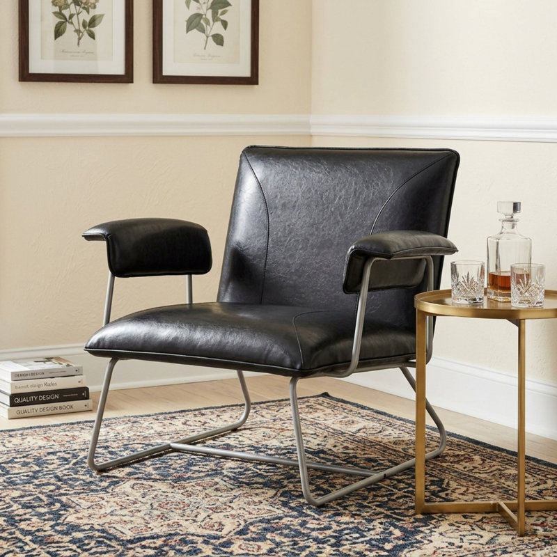 Fauteuil Klara, Similicuir noir