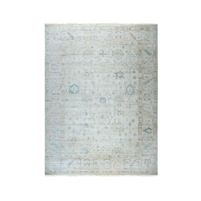 Ivory Hand Knotted Silk Ivory/Vintage Pink Classic Floral Natural Silk Area Rug