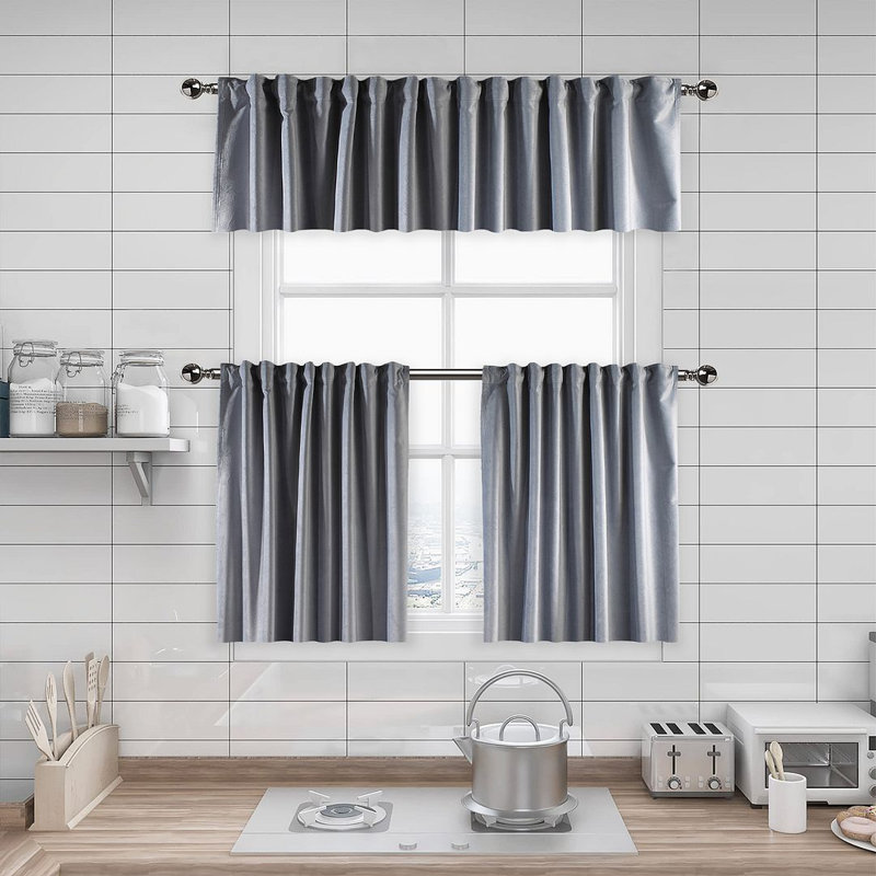 Soft Touch Velvet Kitchen Valance, 60 W x 60 D cm, Grey