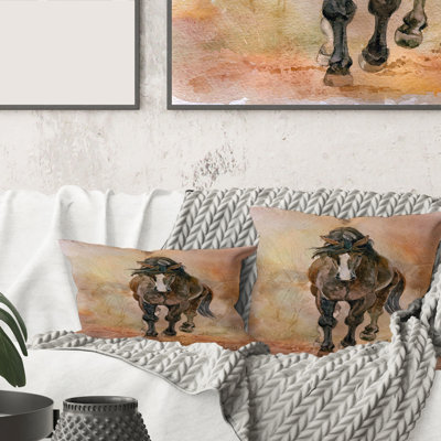 Portrait de la belle housse de coussin carrée Chestnut Horse II