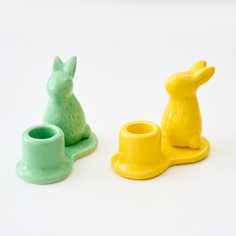 2pcs Easter Bunny Ceramic Candle Holders
