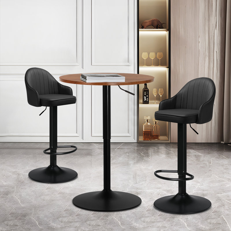 Table bistro et tabourets de bar pivotants de 23,5 po Belcherry, Noir, Rouge