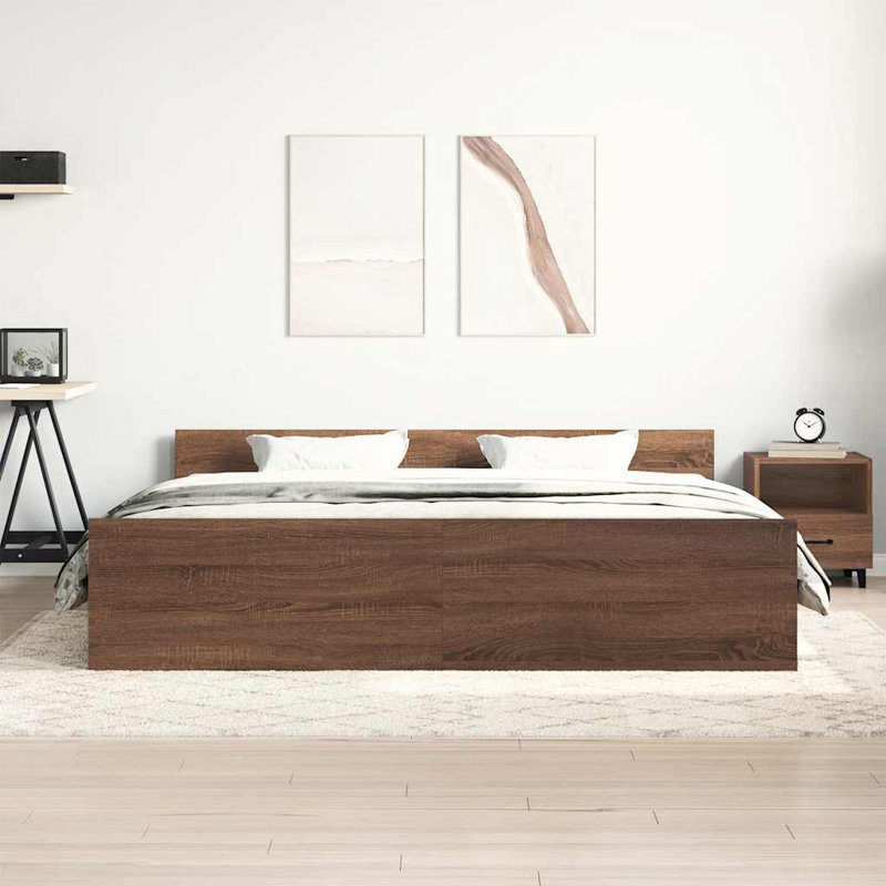 Marlow Home Co. Bed Frame With Headboard And Footboard, Concrete Grey, Super King (6')