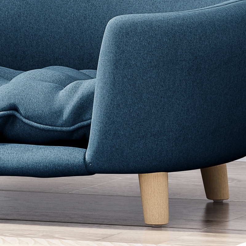 Lit pour chien de style Mid-Century moderne, bleu marine, coussin et pieds en bois de bouleau durable, assemblage bleu avec élément,