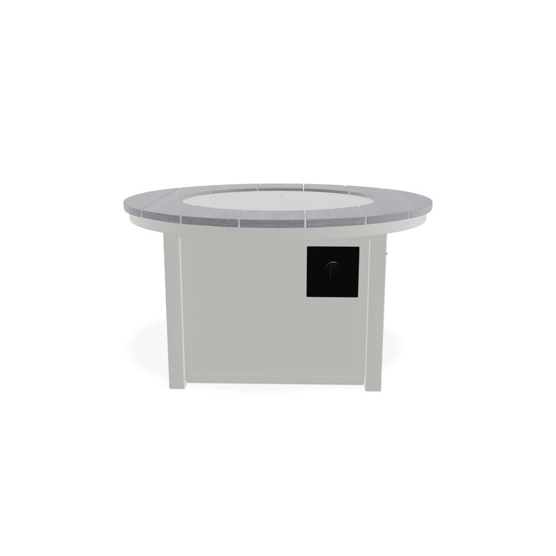 42" Round Rustic Polymer Fire Table with Propane Shelf, Snow