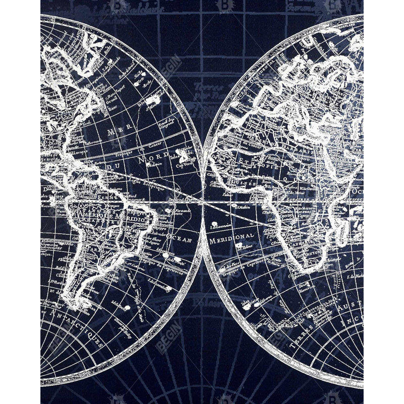 " World Map Blue Print "